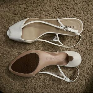 Ellen Tracy White Peep-Toe Sandals